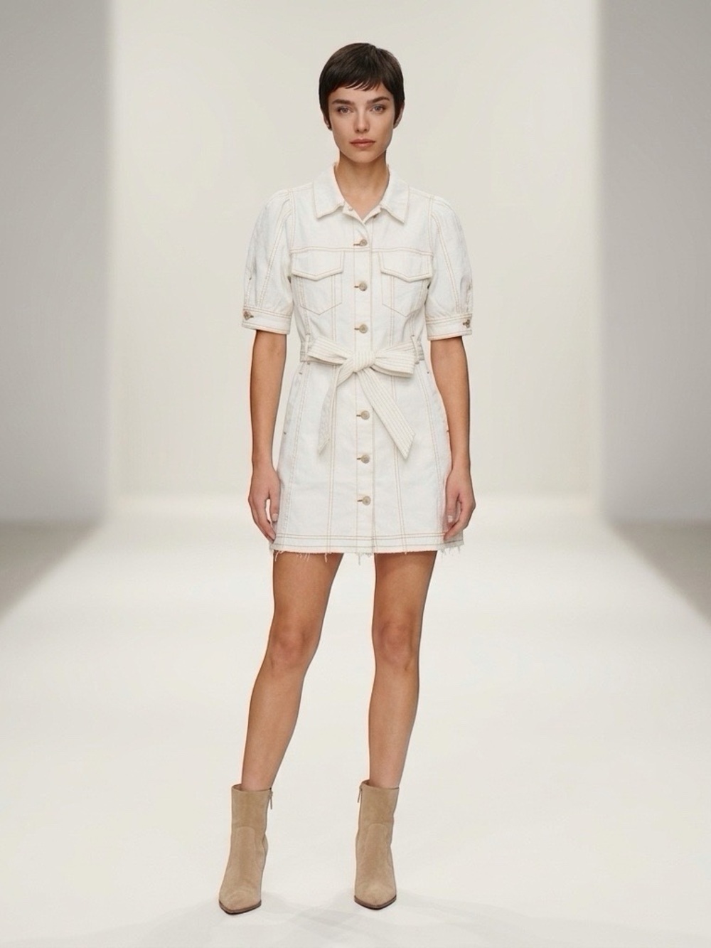 WITS The Label Klemma Off White Denim Belted Mini Dress Size 6 AU / 2 US NWT